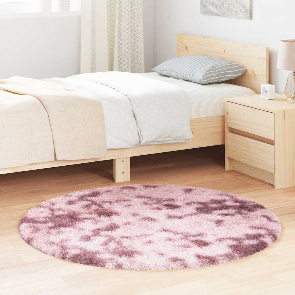 Vidaxl hoogpolig vloerkleed navarra 120x120 cm polyester stoffig roze