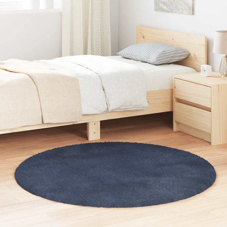 Vidaxl hoogpolig vloerkleed navarra 120x120 cm polyester marineblauw