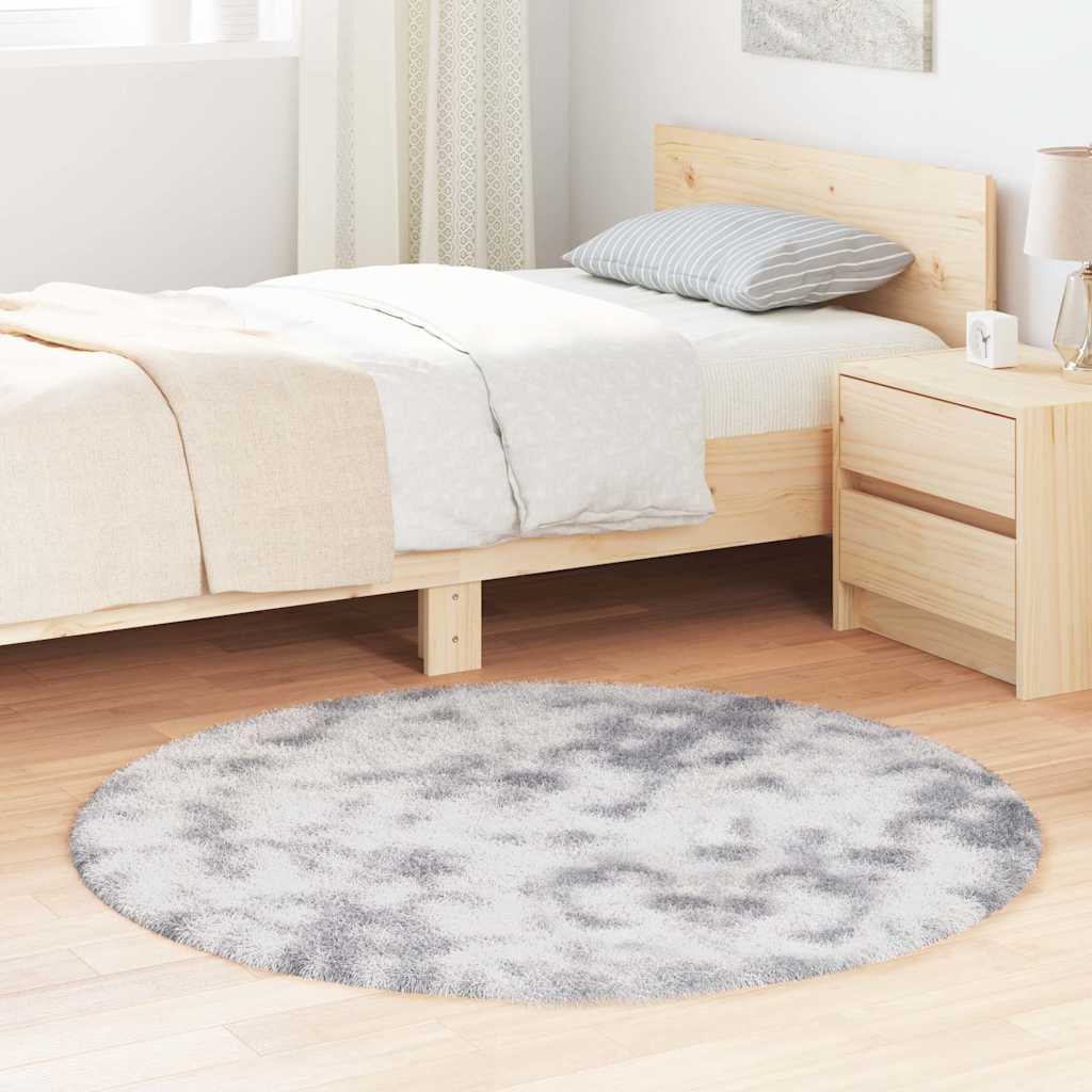 Vidaxl hoogpolig vloerkleed navarra 120x120 cm polyester zilvergrijs