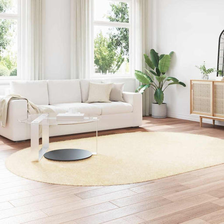 Vidaxl hoogpolig vloerkleed navarra 300x200 cm polyester crèmekleurig