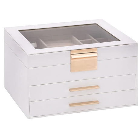 Vidaxl sieradendoosje 3-laags 23x20,5x14 cm wit