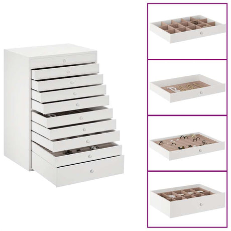 Vidaxl sieradendoos 10-laags met horlogehouders wit 29x20,5x40,5 cm