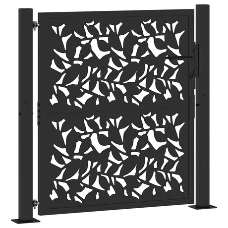 Vidaxl poort met bladontwerp 100x100 cm staal zwart