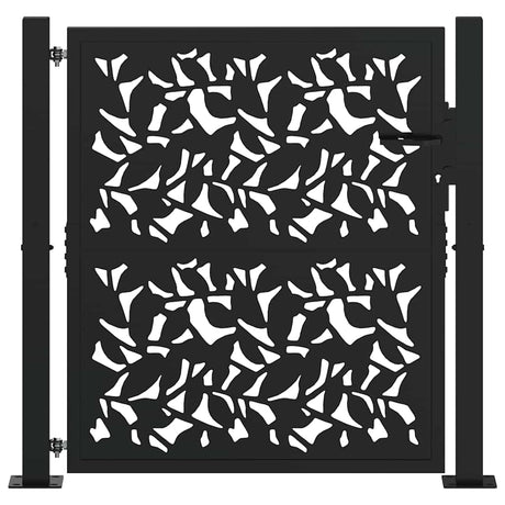 Vidaxl poort met bladontwerp 100x100 cm staal zwart