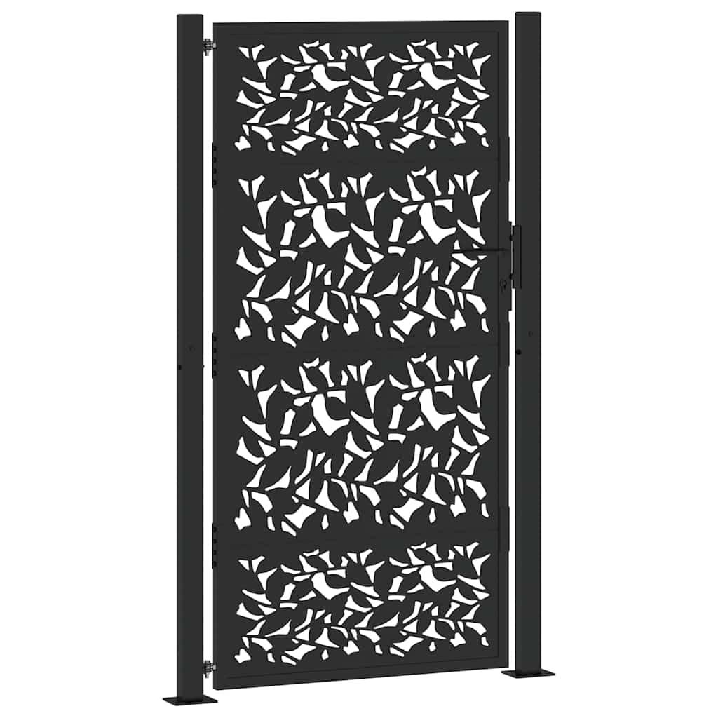 Vidaxl poort met bladontwerp 100x175 cm staal zwart