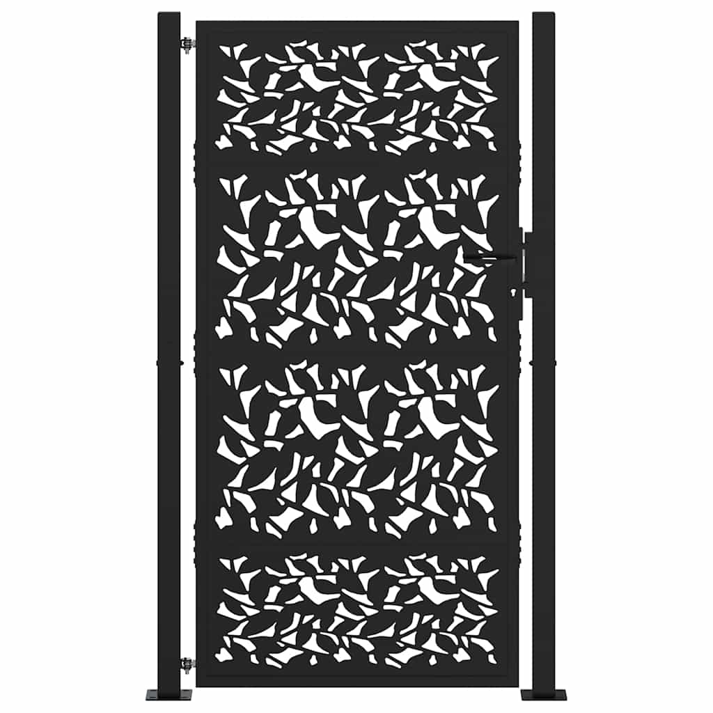 Vidaxl poort met bladontwerp 100x175 cm staal zwart