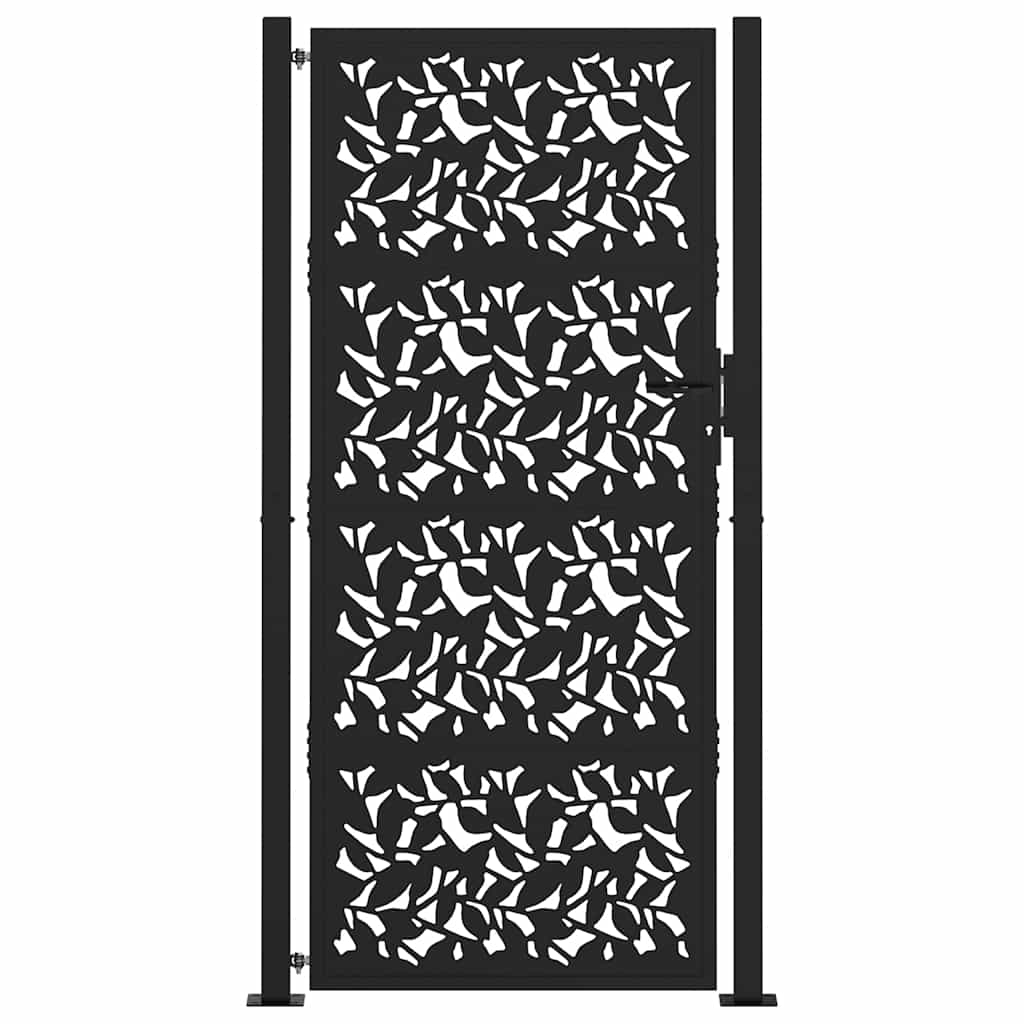 Vidaxl poort met bladontwerp 100x200 cm staal zwart