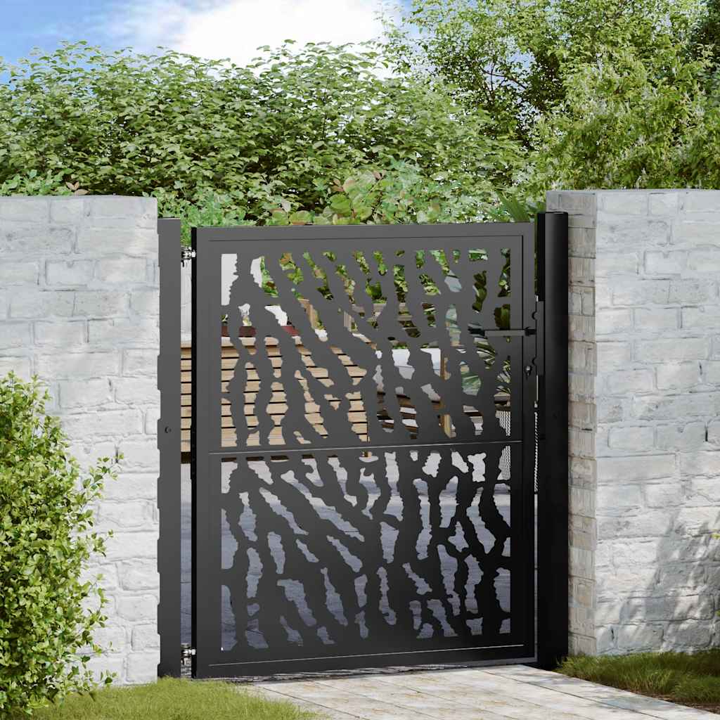 Vidaxl poort met sporenontwerp 100x100 cm staal zwart