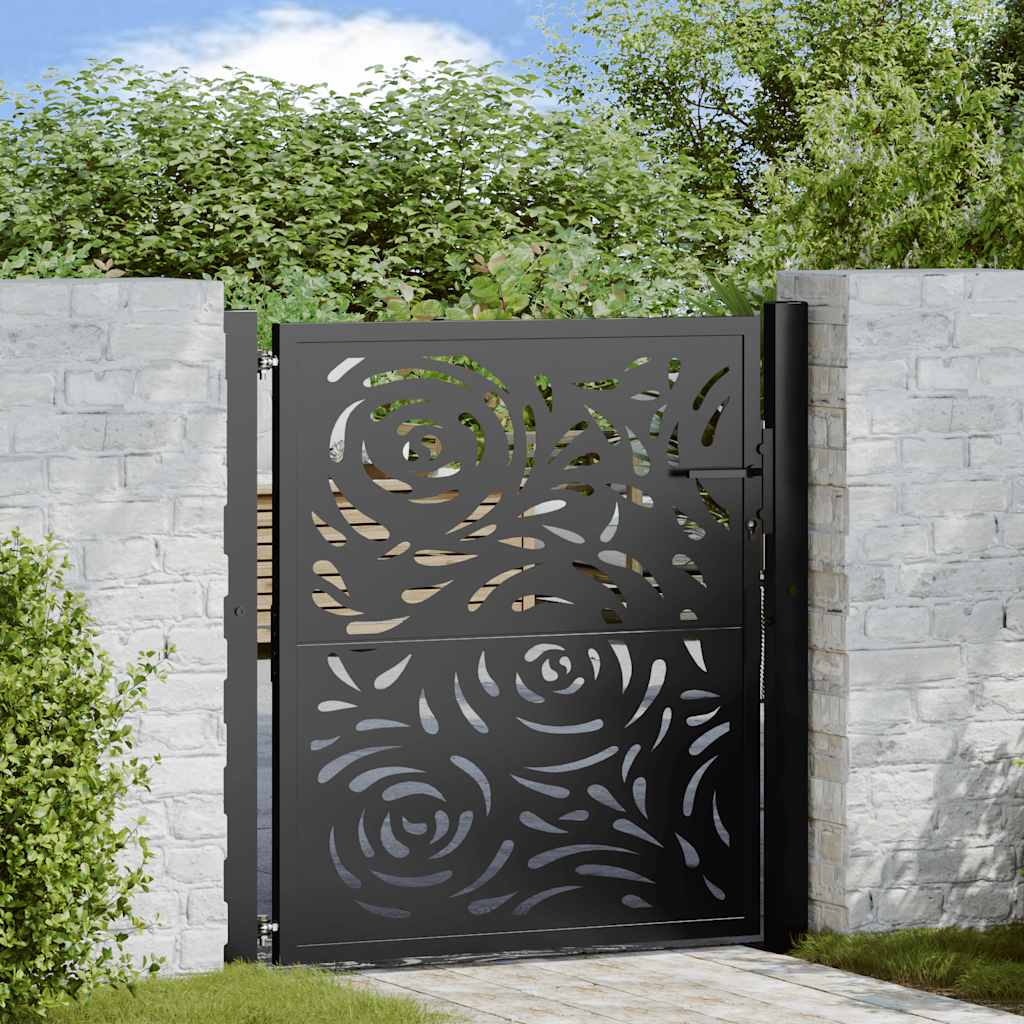 Vidaxl poort met vlamontwerp 100x100 cm staal zwart