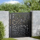 Vidaxl poort met vlamontwerp 100x100 cm staal zwart