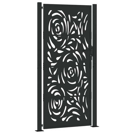 Vidaxl poort met vlamontwerp 100x200 cm staal zwart
