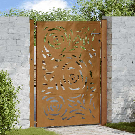 Vidaxl poort met vlamontwerp 100x125 cm weervast staal
