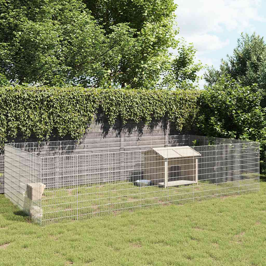 VidaXL Tierheim 24 Paneele 54x100 cm verzinktes Eisen