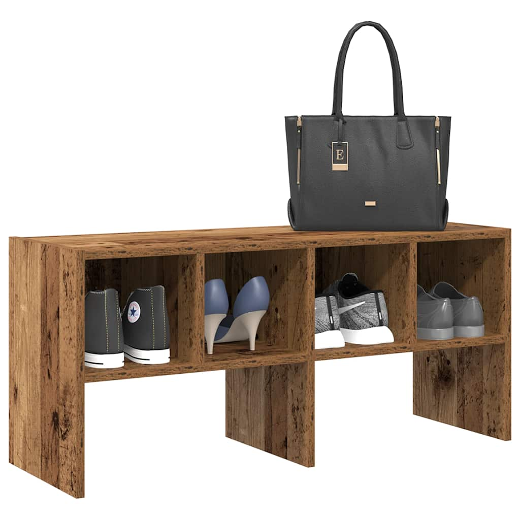 VIDAXL -Schuh -Rack -Stapel 89.5x30x40 cm altes Holz -gelöscht