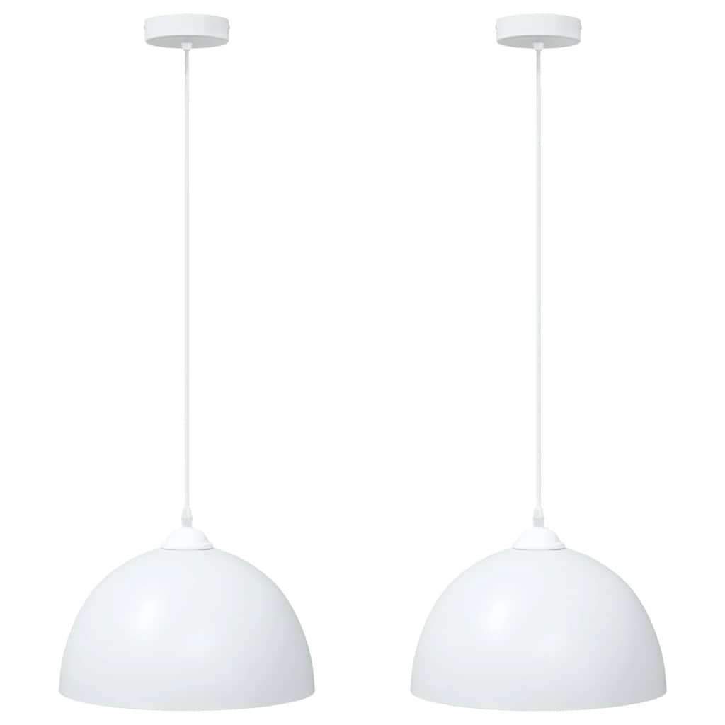 Vidaxl hanglampen 2 st in hoogte verstelbaar e27 30 cm metaal wit