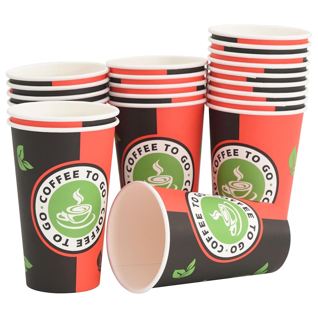 VidaXL Papierkaffeetassen 1000 Stück 16oz 400 ml rot und schwarz