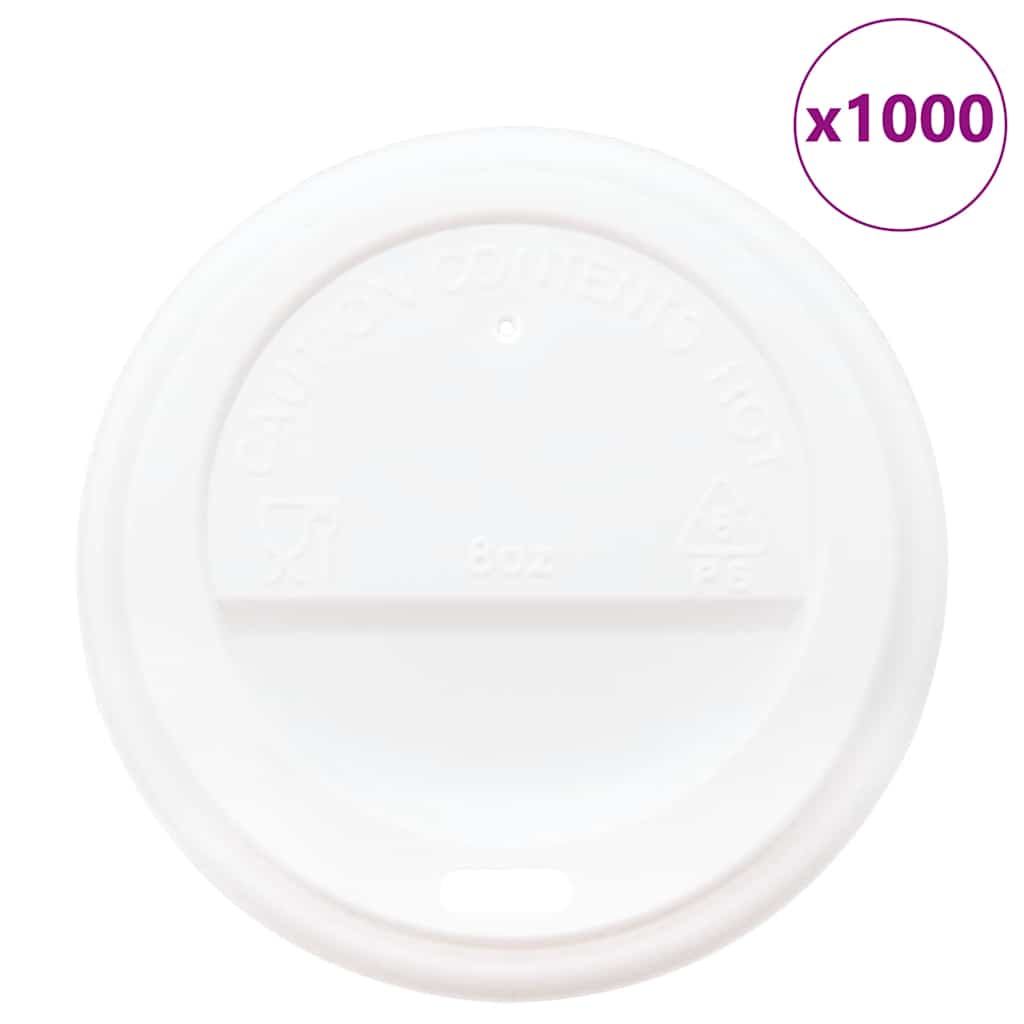 Vidaxxl Papierkaffeetassendeckel ø80 mm 8oz 1000 Stück Kunststoff weiß