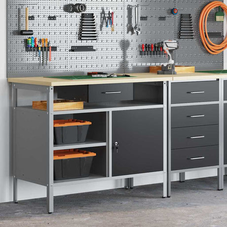 Vidaxl werkbank met lade met plank zwart en grijs 100 x 55 x 85 cm