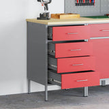 Vidaxl werkbank rood en grijs 50 x 55 x 85 cm engineered hout en staal