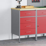 Vidaxl werkbank rood en grijs 50 x 55 x 85 cm engineered hout en staal
