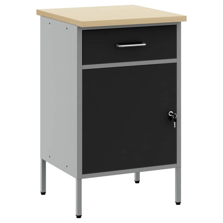 Vidaxl werkbank met lade met opslag zwart en grijs 50 x 55 x 85 cm