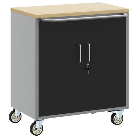 Vidaxl werkbank met plank met wiel zwart en grijs 75 x 45 x 85 cm
