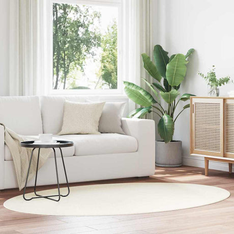 Vidaxl vloerkleden ovaal huarte crème 140 x 200 cm 100% polyester