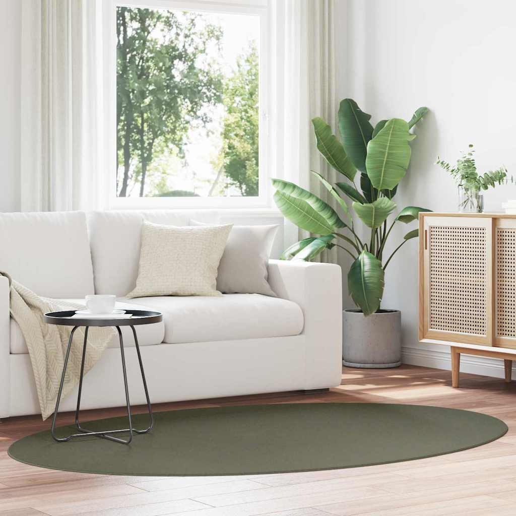Vidaxl vloerkleden ovaal huarte bosgroen 140 x 200 cm 100% polyester