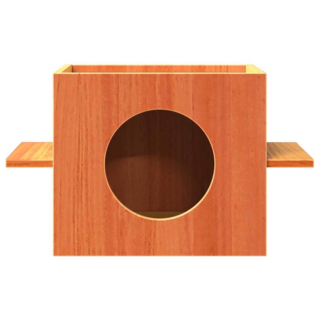 Vidaxxl Katzenhaus 51x35x30 cm massives Kiefernholz, braun gewaschen