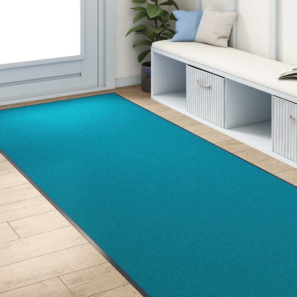 Vidaxl deurmat anders cyaan en zwart 120 x 300 cm polyamide en pvc