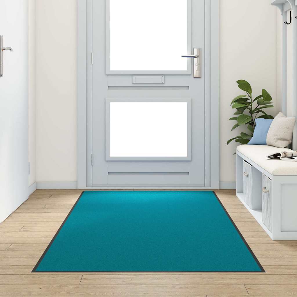 Vidaxl deurmat anders cyaan en zwart 120 x 300 cm polyamide en pvc