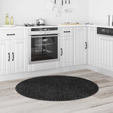 Vidaxl antislip shaggy tapijt donkergrijs 120 x 120 cm pp