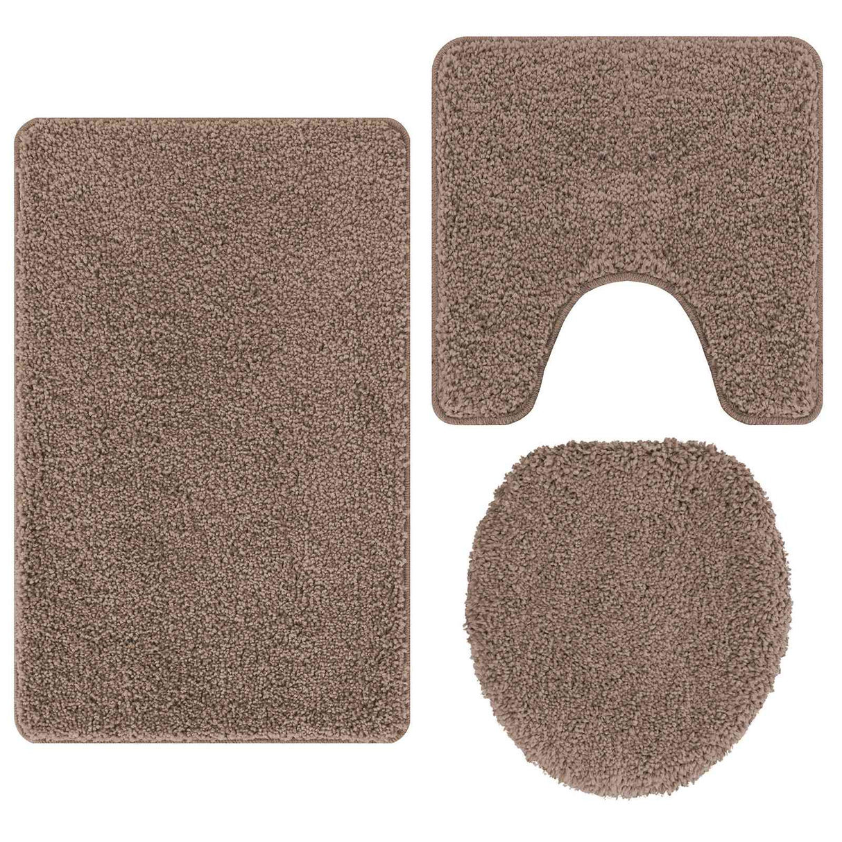 Vidaxl antislip badmat set 3 pcs bruin pp