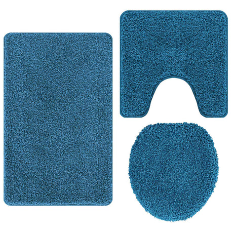 Vidaxl antislip badmat set 3 pcs blauw pp