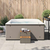 Vidaxl hottub-opstap 50x50x50,5cm poly rattan massief acaciahout grijs