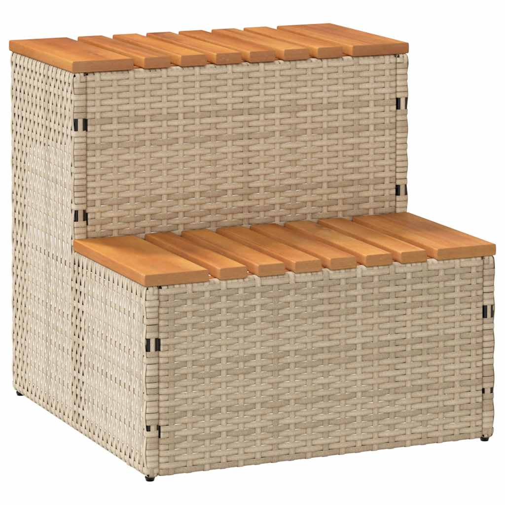 Vidaxx Whirlpool-Stufe 50 x 50 x 50,5 cm, Polyrattan, massives Akazienholz, beige