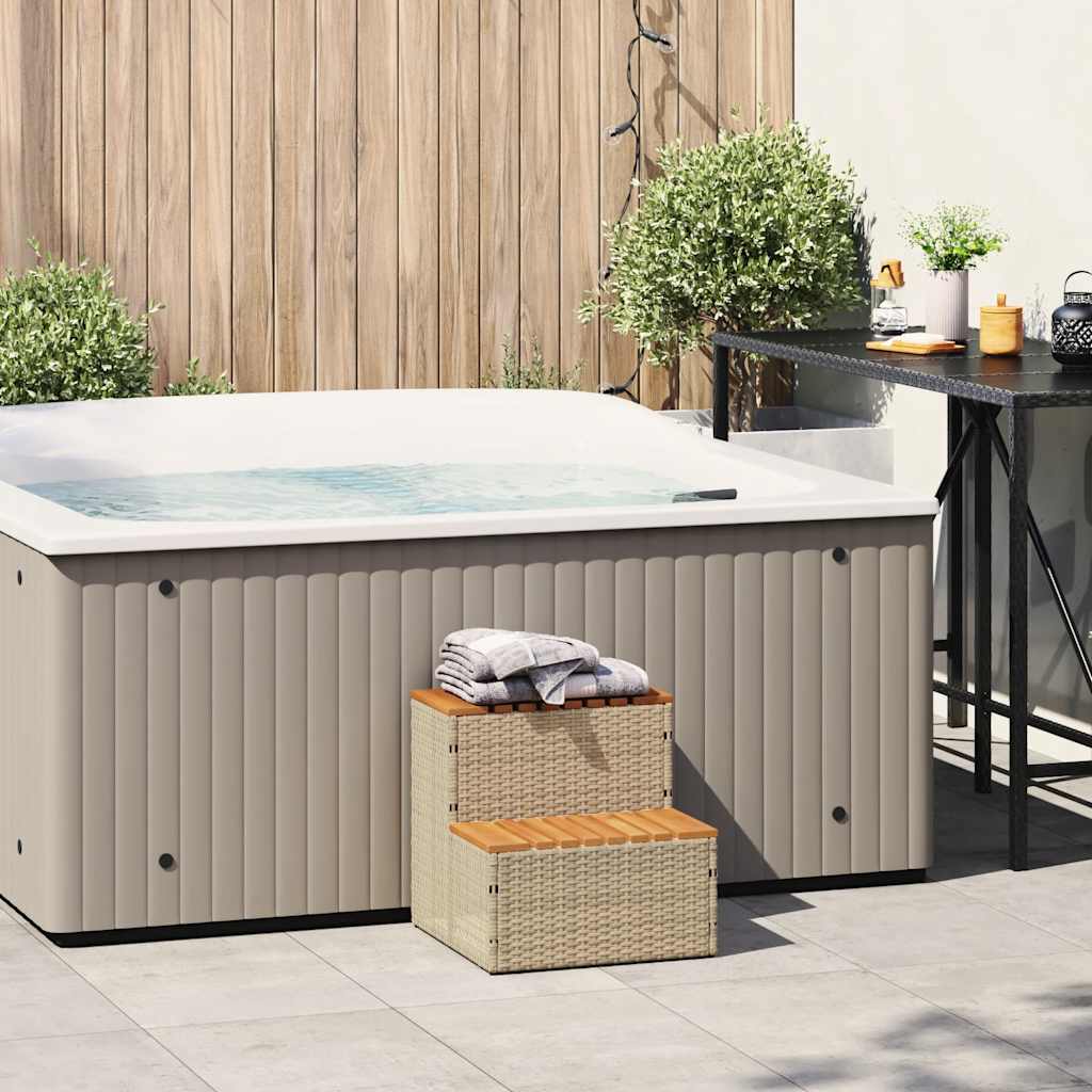 Vidaxx Whirlpool-Stufe 50 x 50 x 50,5 cm, Polyrattan, massives Akazienholz, beige