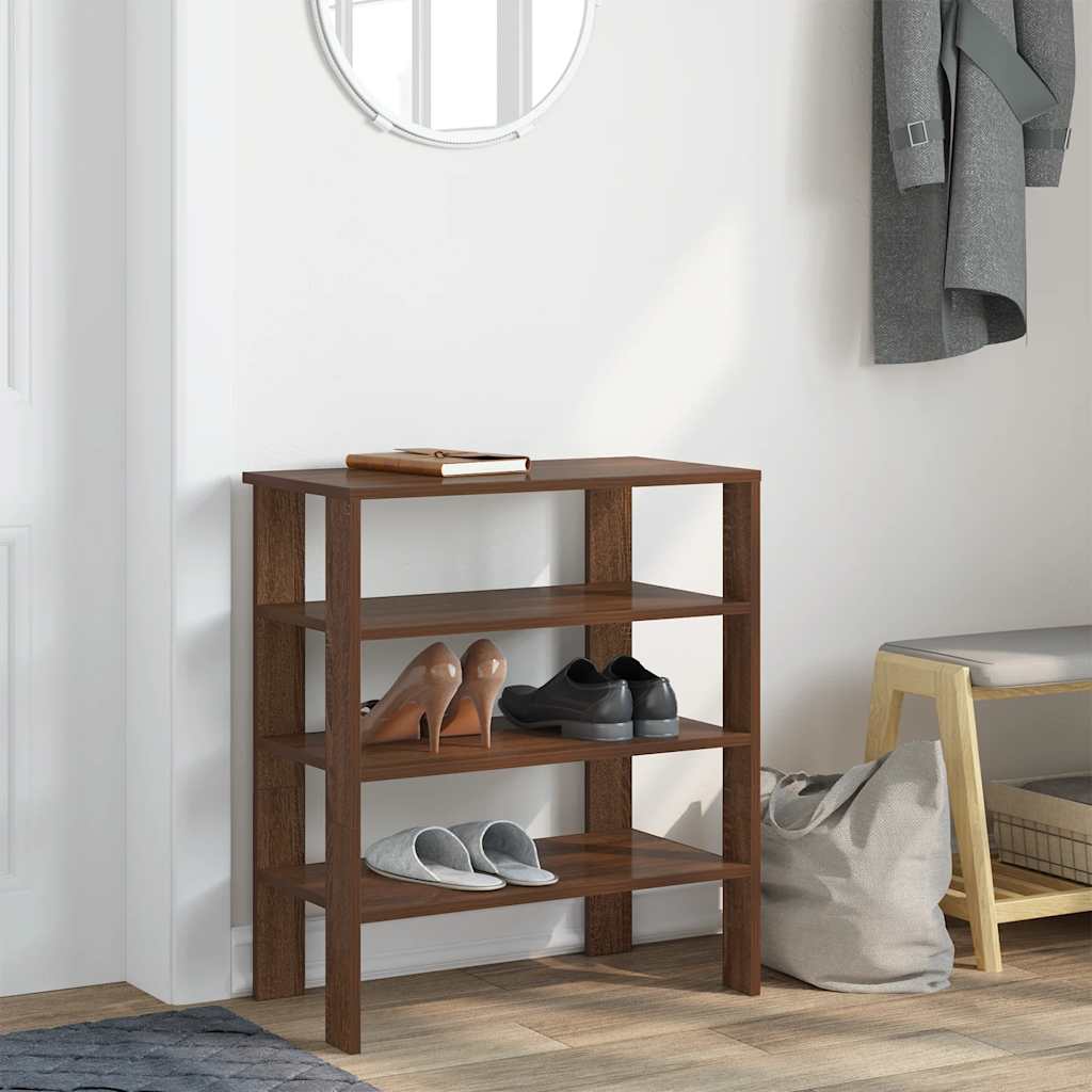 Bidaxl sko rack 61x32x70 cm bearbetad träbrun ekfärg