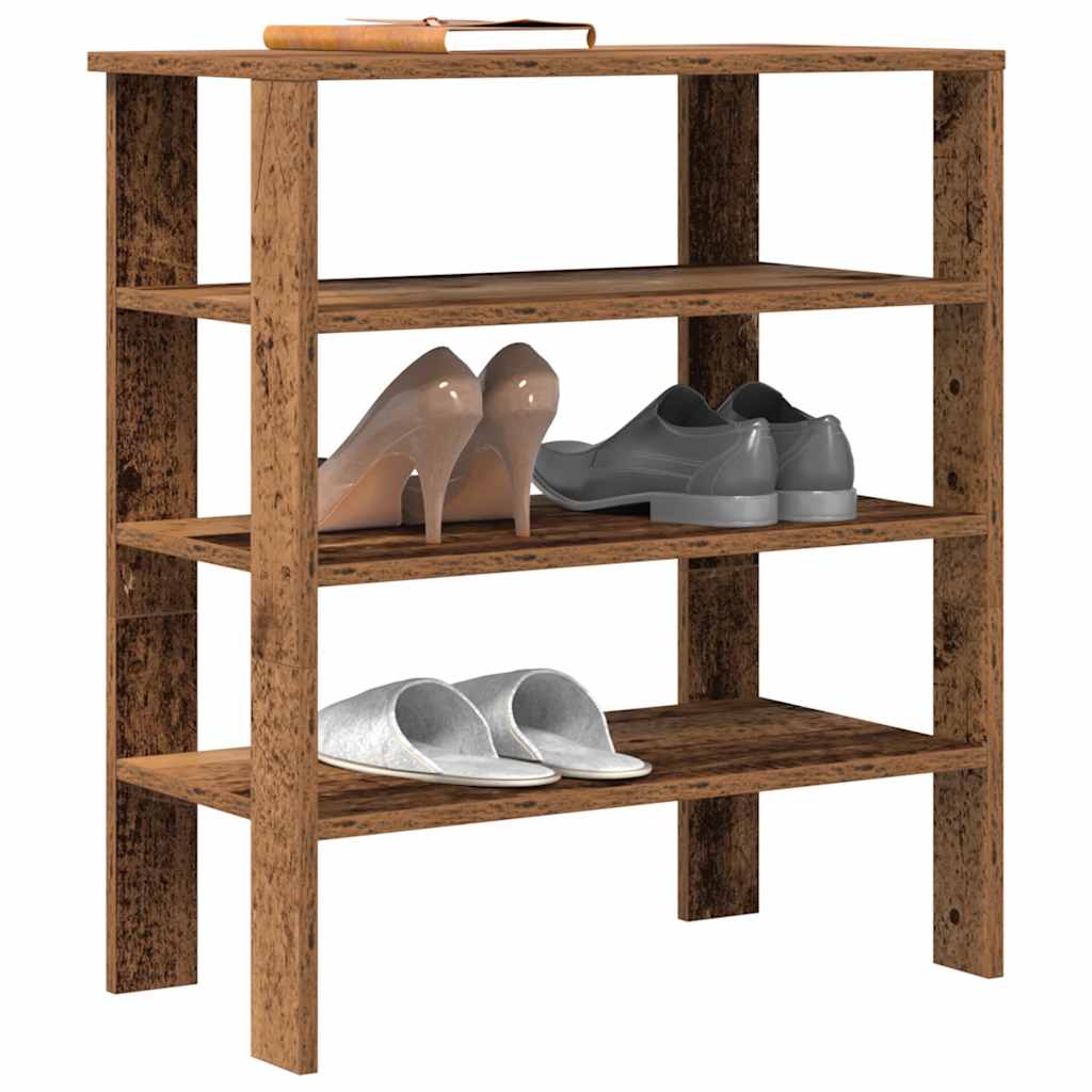 Vidaxl Shoe Rack 61x32x70 cm forarbejdet træ gammel træ farvet