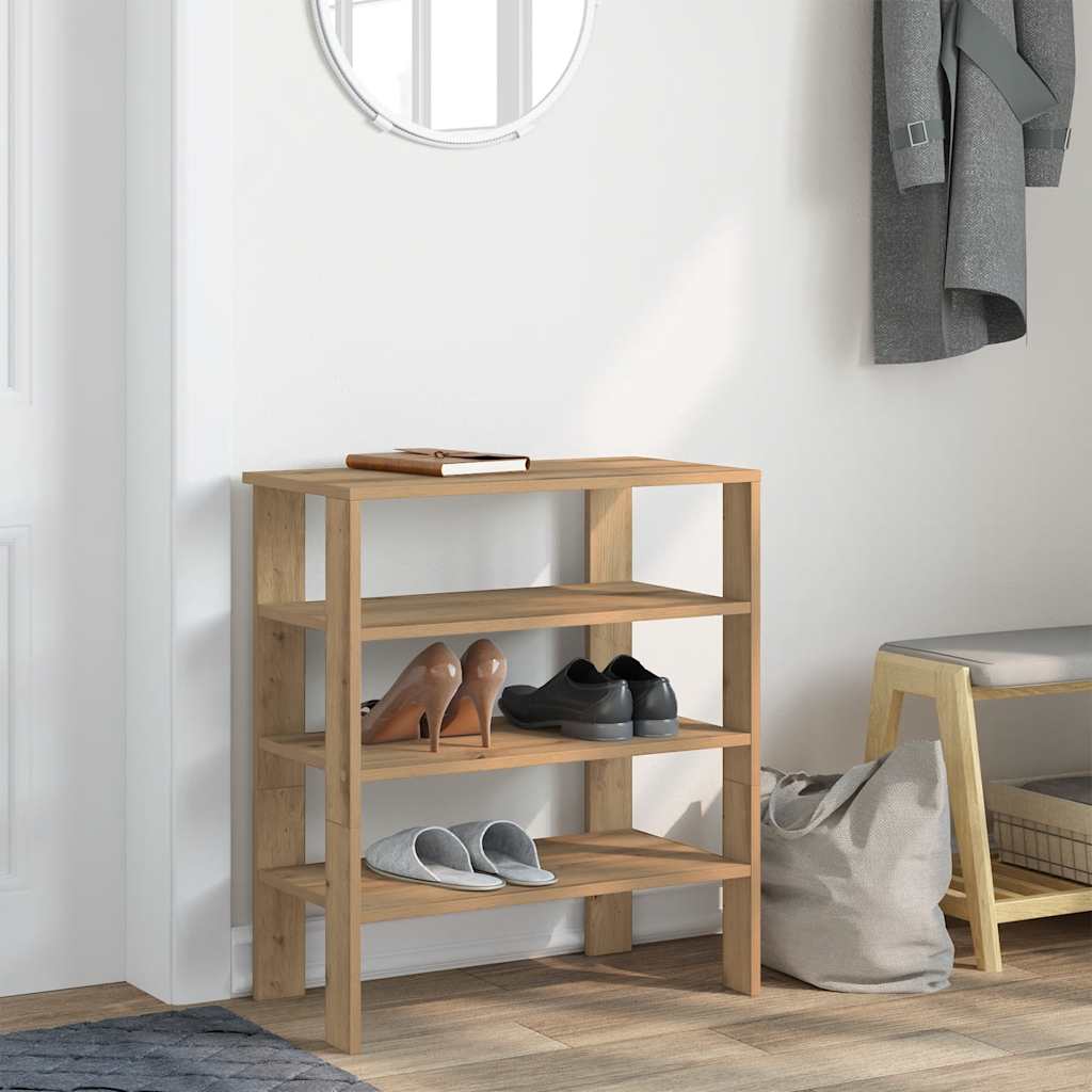 Vidaxl Shoe Rack 61x32x70 cm Behandlet trehåndverk eikfarge