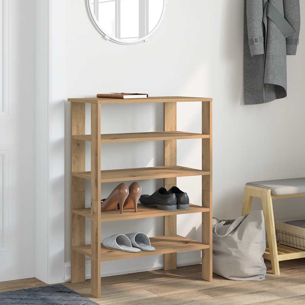 Vidaxl Shoe Rack 61x32x87,5 cm Forarbejdet træ Artisanal eg Farve