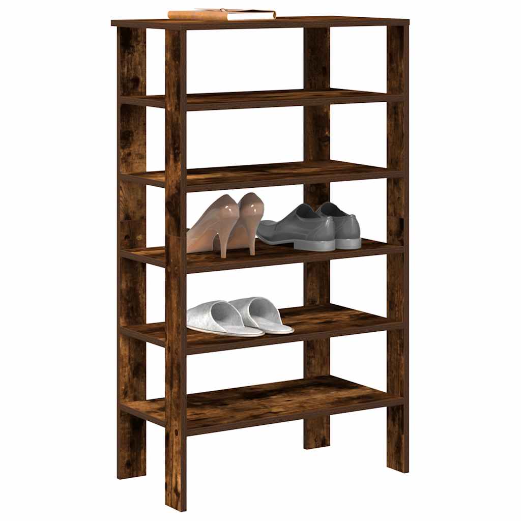 Rack à chaussures Vidaxl 61x32x105 cm Couleur de chêne fumé en bois transformé