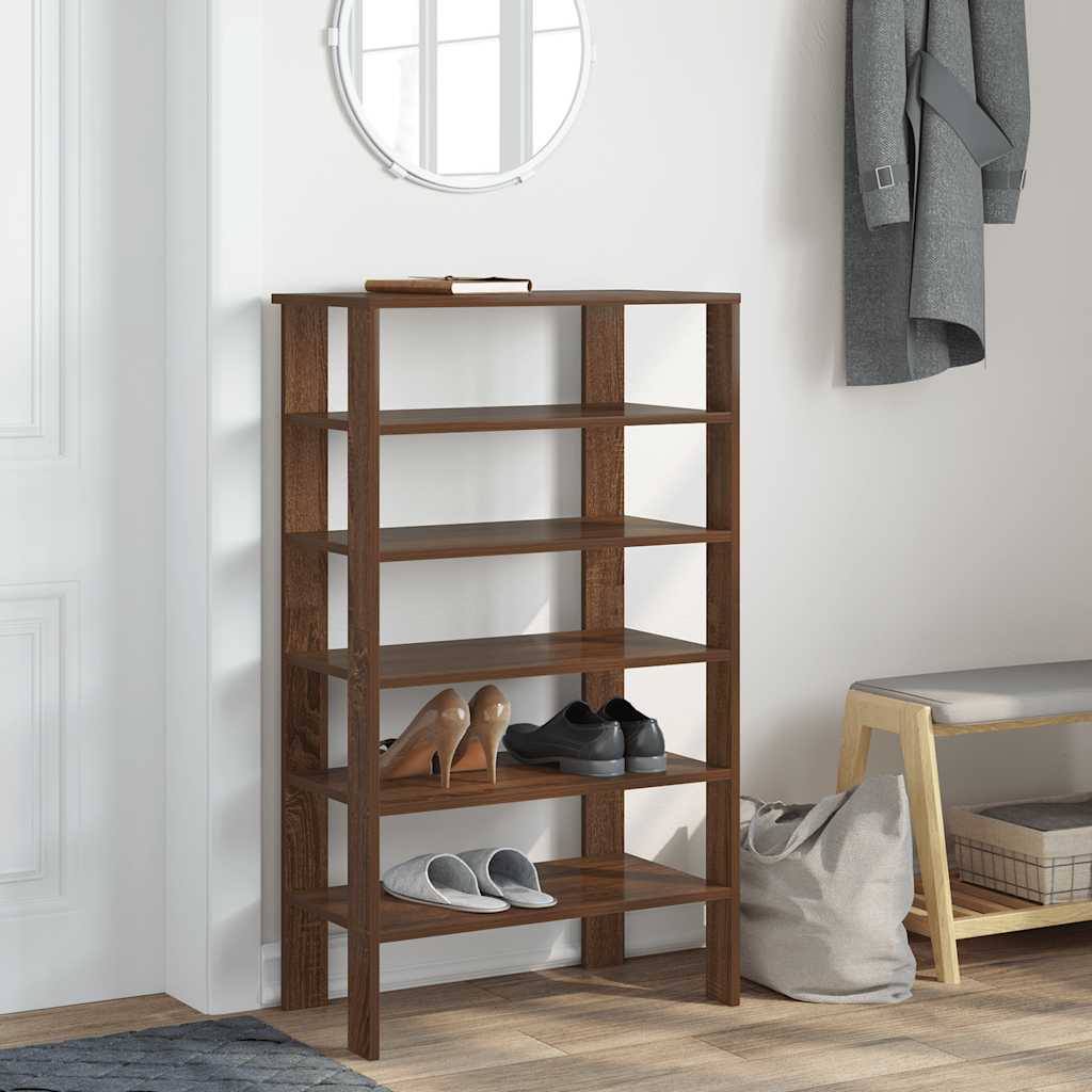 Vidaxl Shoe Rack 61x32x105 cm bearbetad träbrun ekfärg