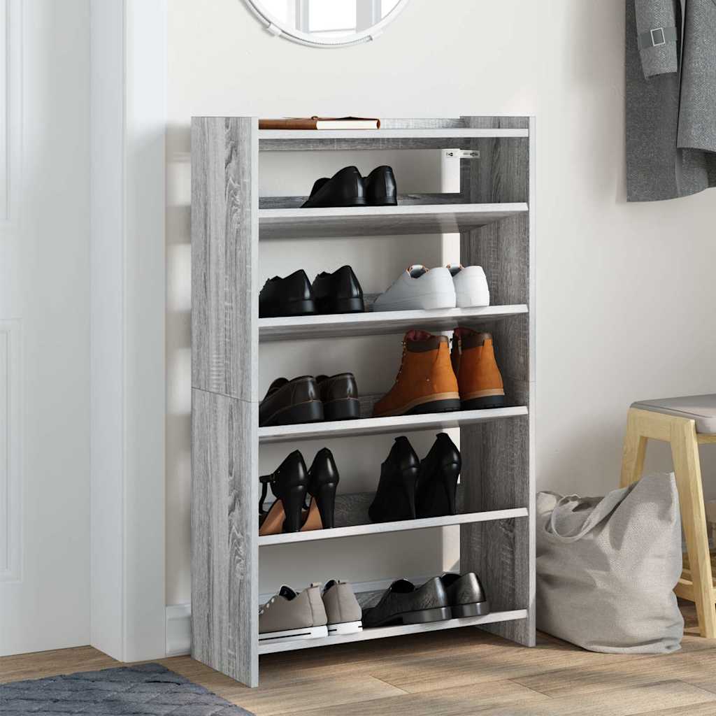 VidaXL shoe rack 60x25x100 cm processed wood gray sonoma oak colored