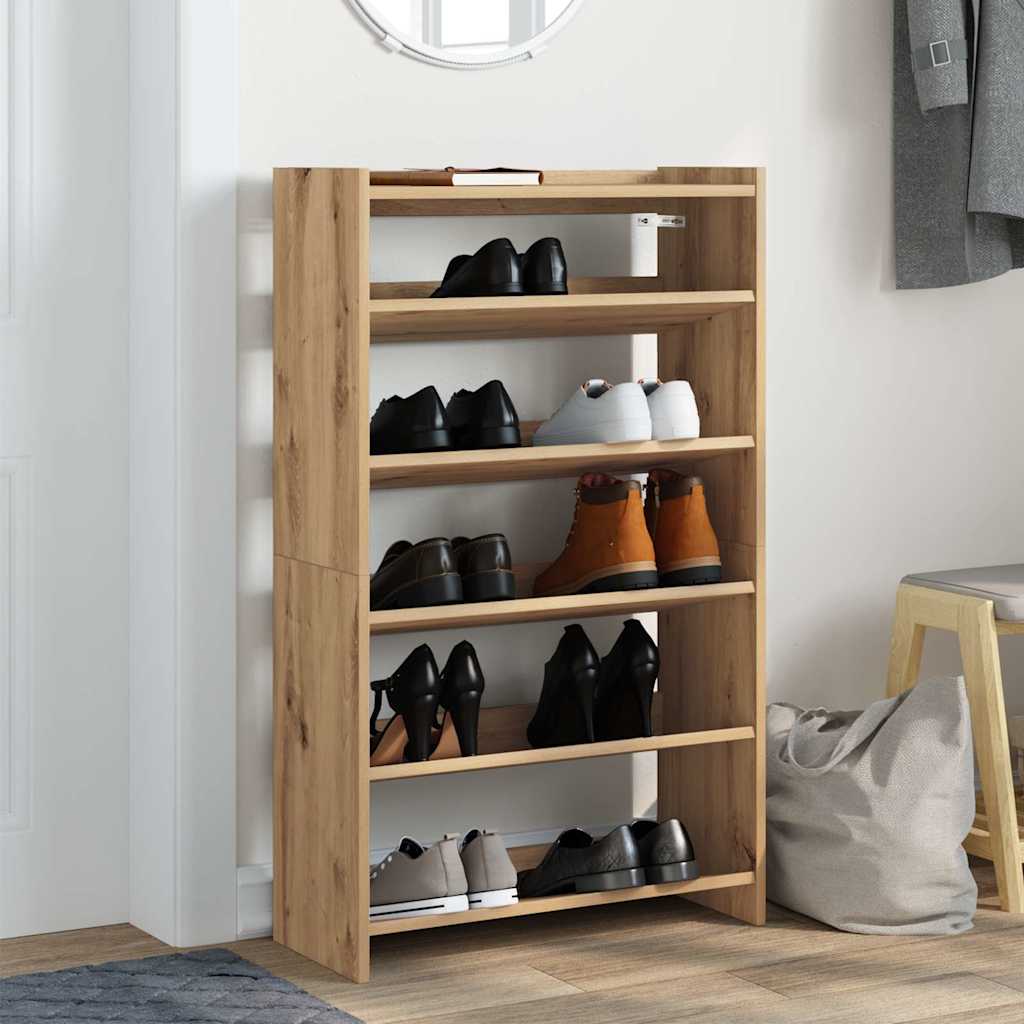 Vidaxl Shoe Rack 60x25x100 cm Color de roble artesanal procesado