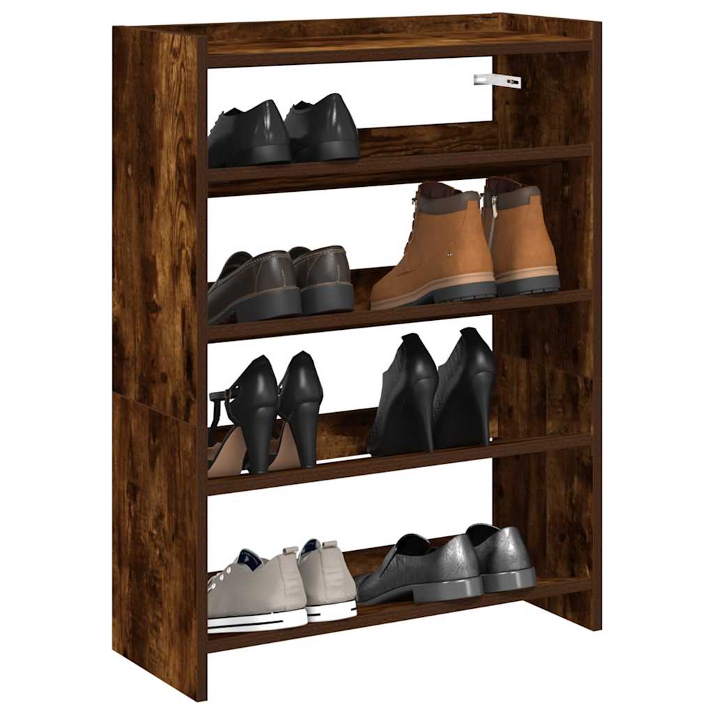 Vidaxl Shoe Rack 60x25x81 cm forarbejdet træ røget eg farvet