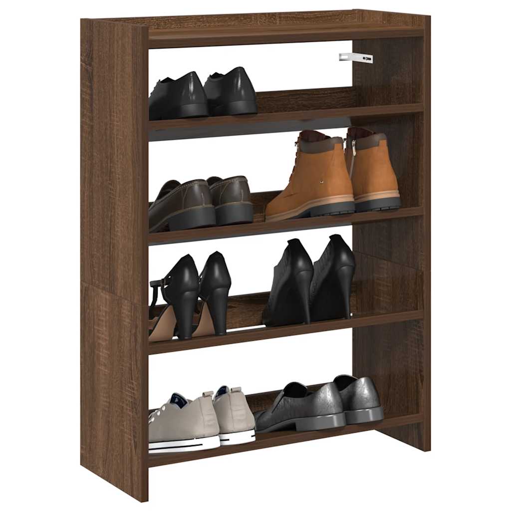 Rack de chaussures Vidaxl 60x25x81 cm Couleur de chêne brun en bois transformé