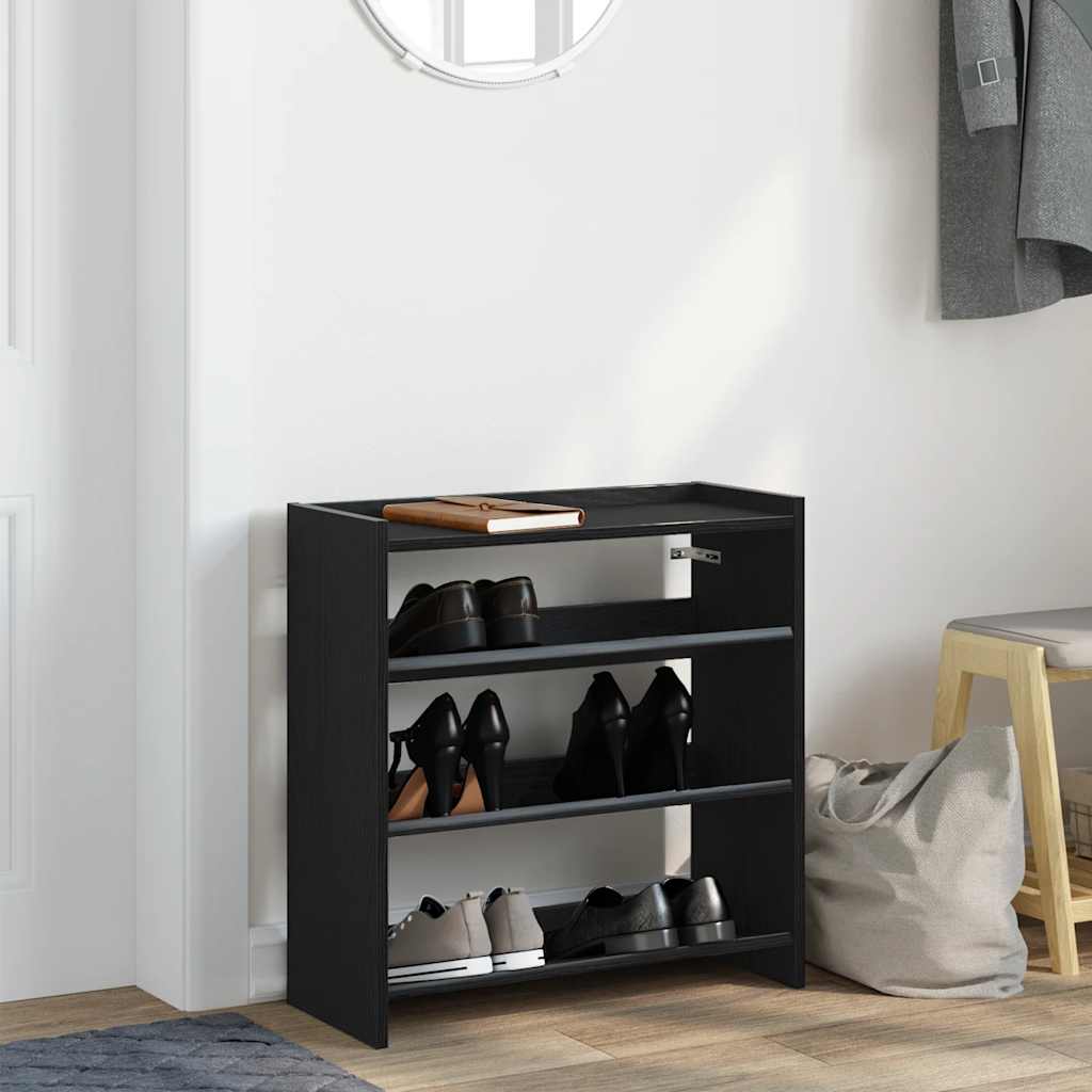 Vidaxl Shoe Rack 60x25x62 cm forarbejdet træ sort