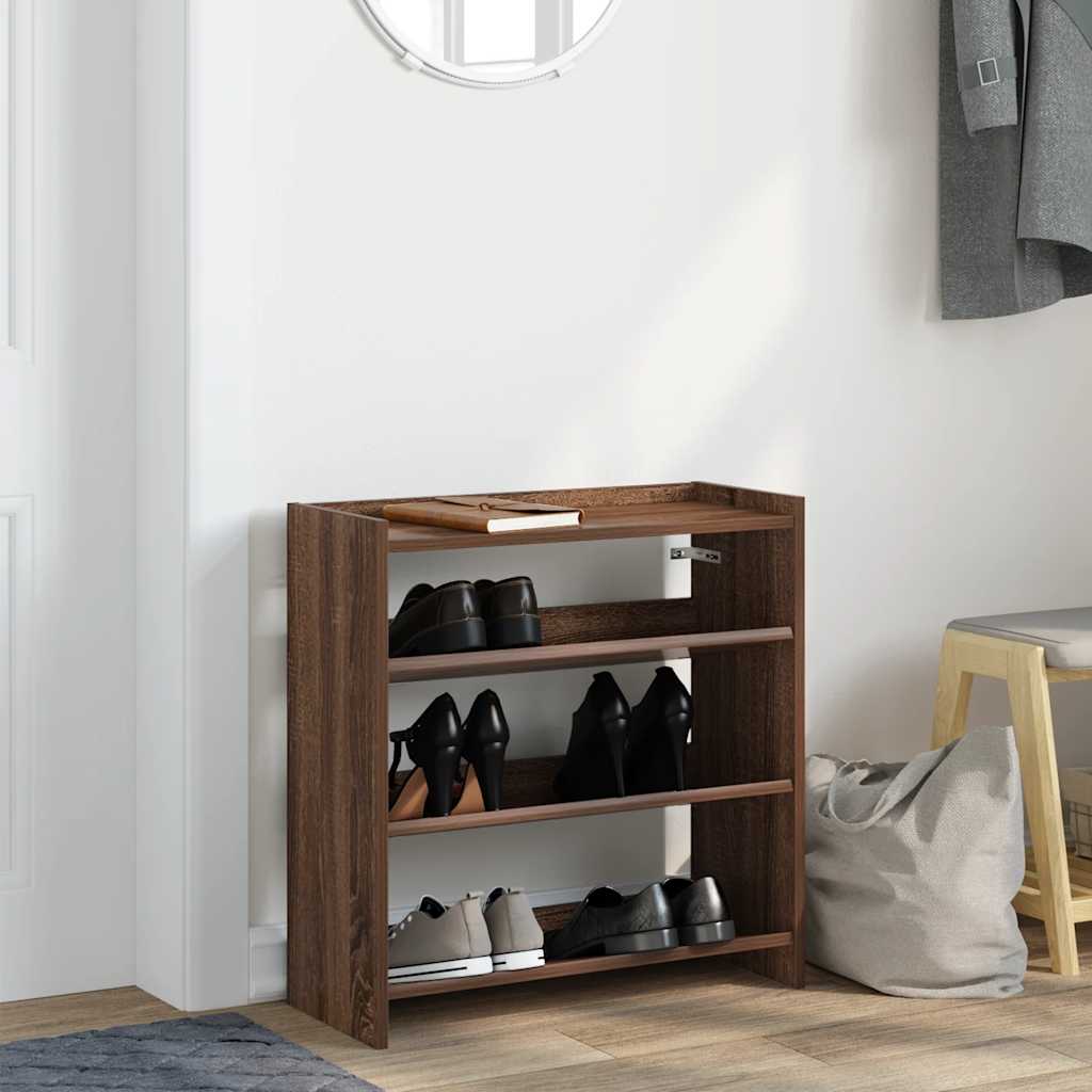 Vidaxl Shoe Rack 60x25x62 cm forarbejdet træbrun eg farve