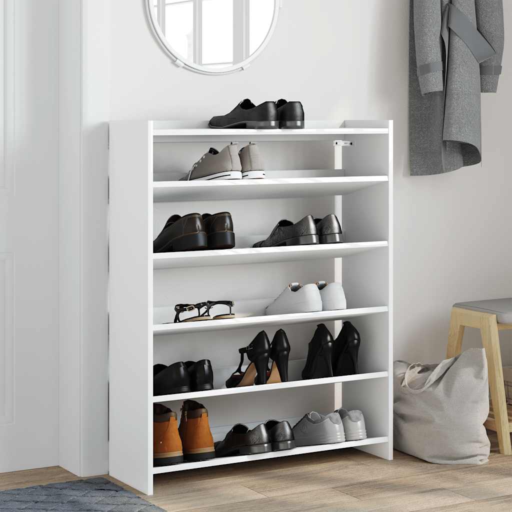 Vidaxl Shoe Rack 80x25x100 cm de madera procesada blanca